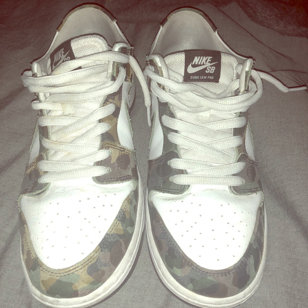 Nike SB dunks size 13 camo and white